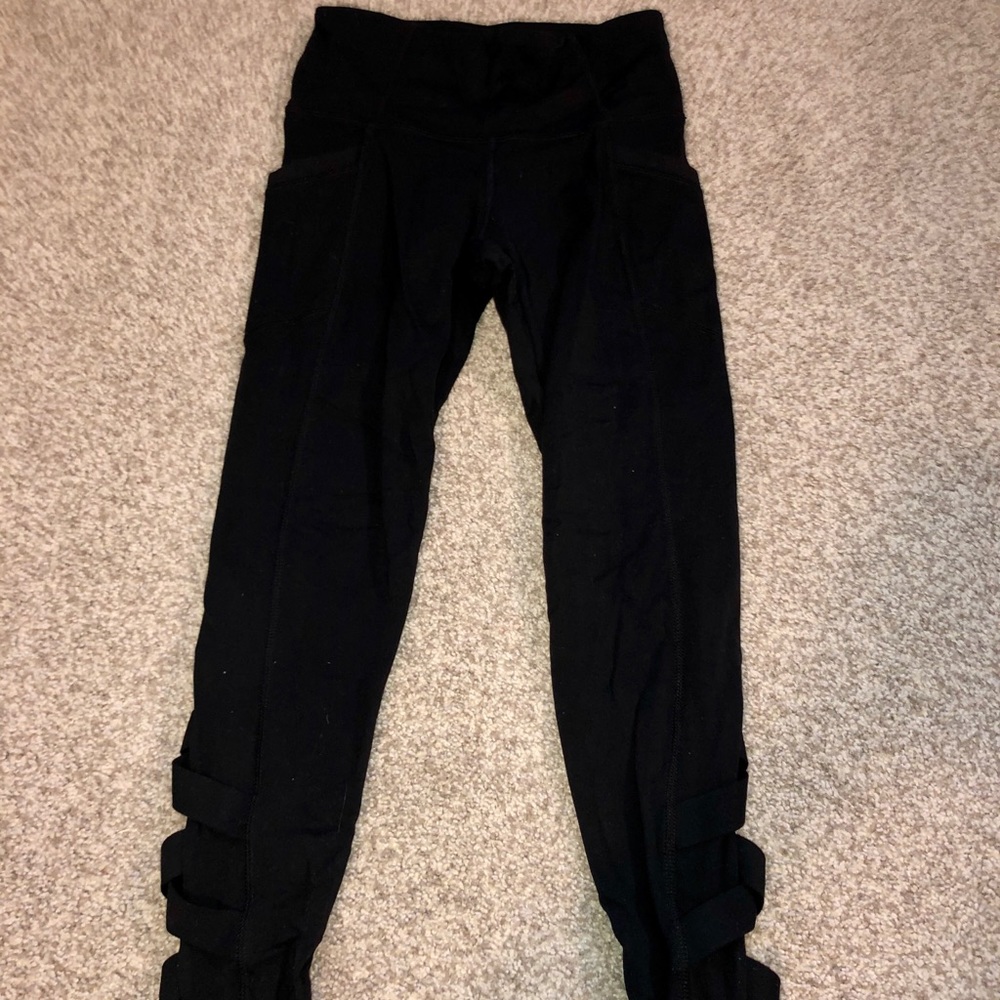 Athleta ballerina leggings with criss cross decor